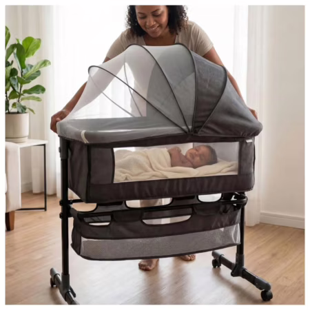 Berço Encaixe Na Cama Moisés Co-bed Connect Cinza Maxi Baby