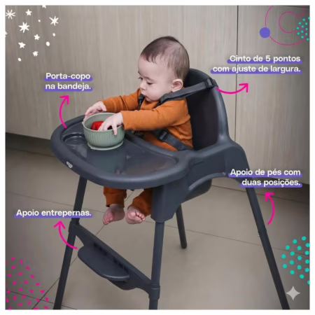 Cadeira de Refeição Cook Cosco Cinza