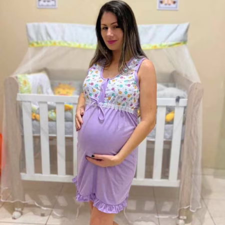 Camisola de amamentação pós parto gestantes vestido de grávida roupa gestante feminina maternidade