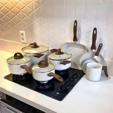 🚨 Conj de Panelas 8 Peças Ceramic Life Smart Plus Vanilla - Brinox