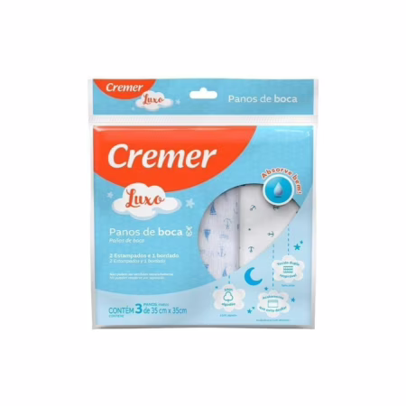 Cremer Pano de Boca Menino 35x35cm 3 unidades