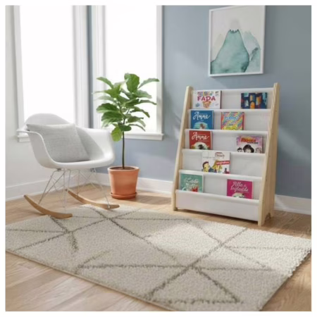 Estante De Livro Infantil Montessoriano Madeira 5 Bolsos