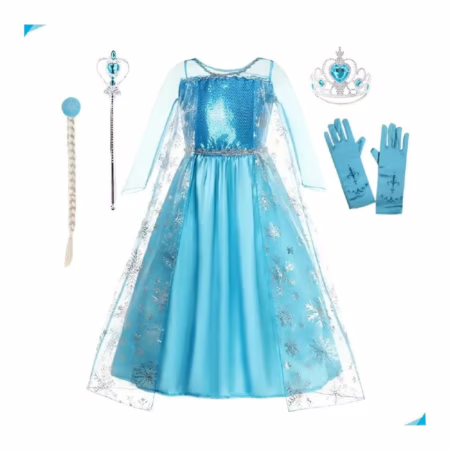 Fantasia de Princesa Com Capa E Acessórios (Tam. 2 ao 8)