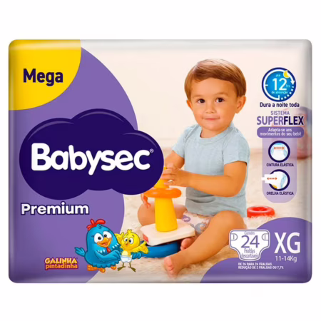 Fralda Babysec Galinha Pintadinha Premium XG com 24 Unidades