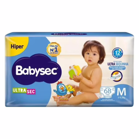 Fralda Babysec Ultrasec Galinha Pintadinha Tam. M 5 a 9,5kg 68 Unidades