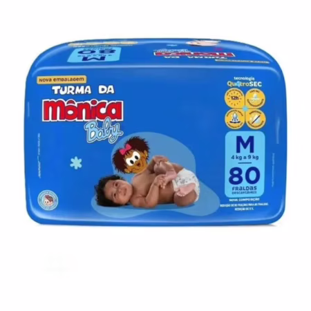 Fralda Descartável Turma Da Mônica Giga M 80 Quatrosec