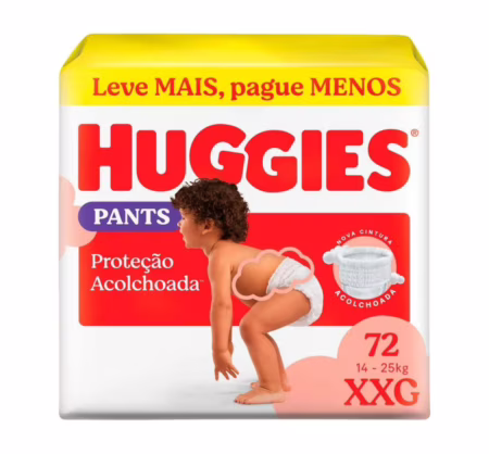 Fralda Huggies Proteção Alcochoada Pants XXG 72 unidades