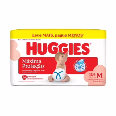 Fralda Huggies Supreme Care M com 104 Unidades