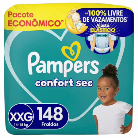 Fralda Pampers Confort Sec XXG 148 Unidades • A