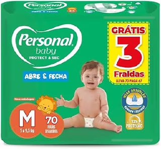 Fralda Personal Baby Protect & Sec M 70 Unidades