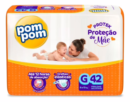 ➡️ Fralda Pom Pom Protek G com 42 Unidades