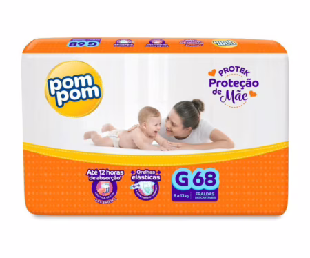 Fralda Pom Pom Protek Proteção de Mãe G 68 Unidades