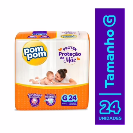Fralda Pom Pom Protek Proteção de Mãe Jumbo G com 24 unid.