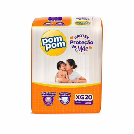 Fralda Pom Pom Protek Proteção de Mãe Jumbo XG 20 Unidades
