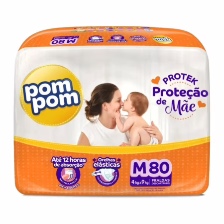 Fralda Pom Pom Protek Proteção de Mãe M 80 unidades