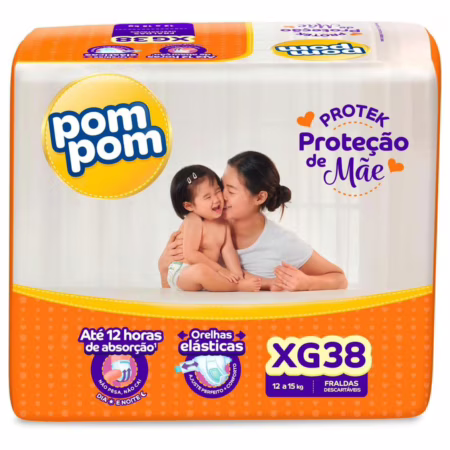 Fralda Pom Pom Protek Proteção de Mãe Mega XG 38 Unidades • A