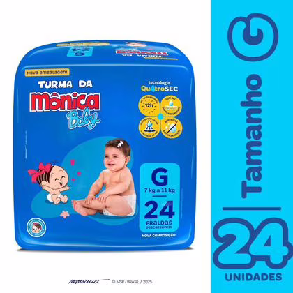 Fralda Turma da Mônica Baby G 24 Unidades • A