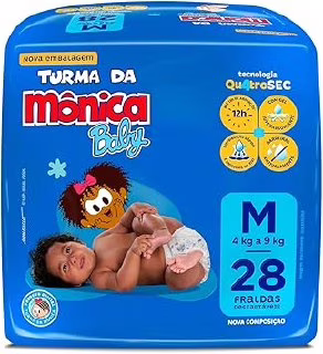 ➡️ Fralda Turma da Mônica Baby Jumbo M com 28 Unidades