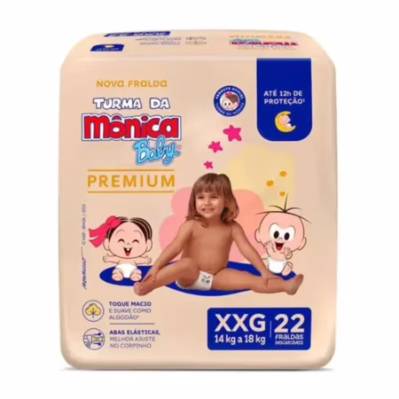 Fralda Turma da Mônica Baby Premium Econômica XXG 22 fraldas • A