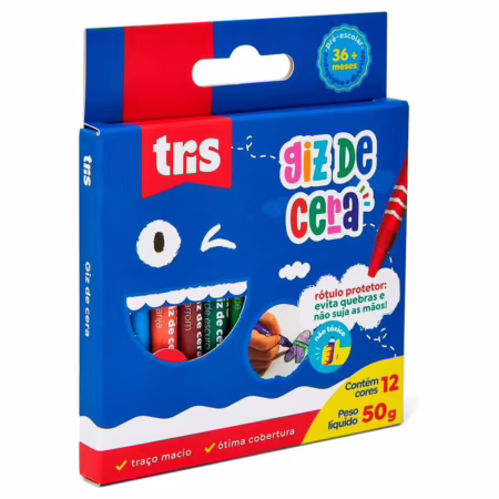Giz De Cera Fino 12 Cores Tris