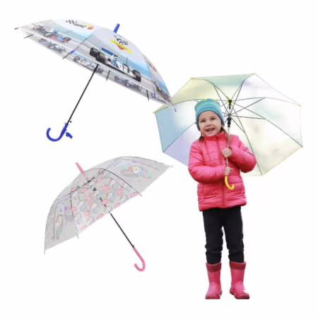 🚨 Guarda Chuva Infantil Automático Com Apito Transparente Kids Menina Variado