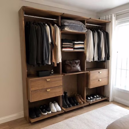 🚨 Guarda-roupas Closet Modulado Alasca 180cm 3 Peças Com 4 Gavetas Laterais E Cabideiros Freijó Carraro