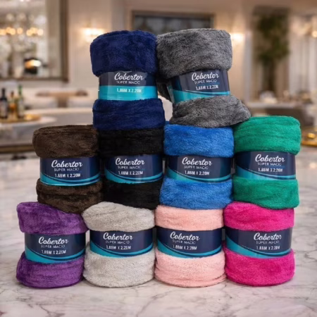 > Kit 2 Cobertor Mantinha Microfibra Casal Manta Macia Diversas Cores Lisa Sortida