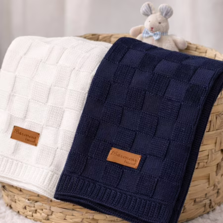 Kit 2 Manta Bebê Menina e Menino Tricot Maternidade Tricô Luxo Promoção Alta Qualidade