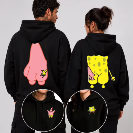 Kit 2 Moletom Canguru Casal Algodão Bob Patrick Esponja Fofo G Preto