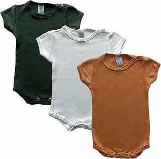Kit 3 Body Bebê Suedine 100% Algodão Manga Curta ou Manga Longa Menino Menina