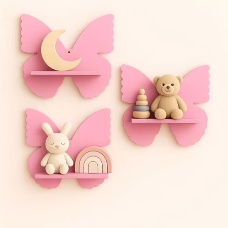 Kit 3 Nichos Prateleira Borboleta Infantil (Diversas cores)