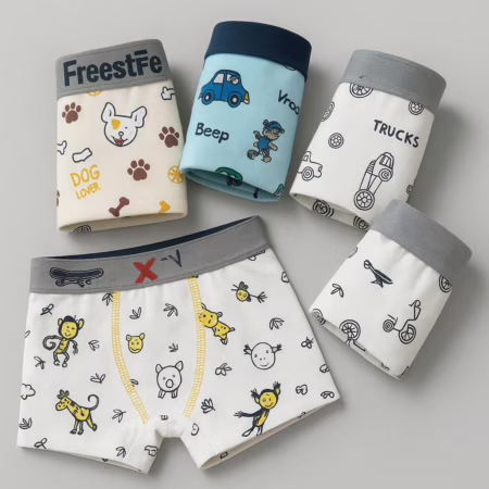 🛍️ Kit 5 Cuecas Boxer Menino 100% Algodão