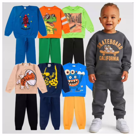 Kit 6 Peças Moletom Menino Conjunto Infantil Roupa Inverno