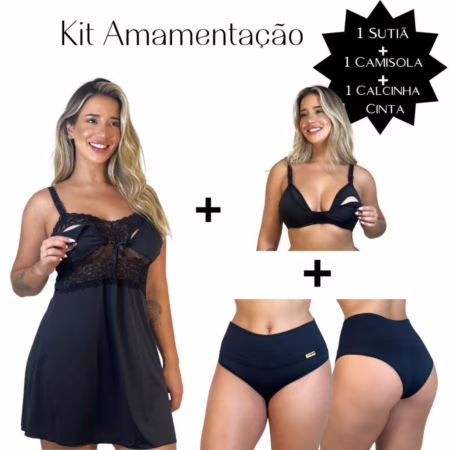 🛍️ Kit Amamentação (Camisola, Sutiã e Calcinha)