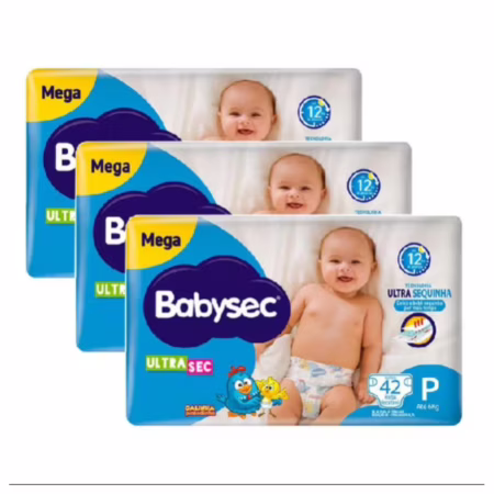 Kit com 3 Fralda Descartável Babysec Galinha Pintadinha P com 42 Unidades