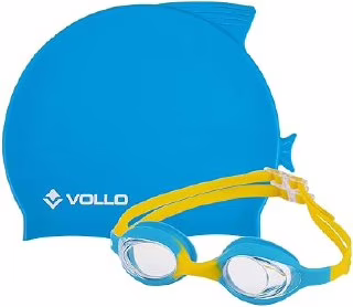 Kit de Nataçao Infantil Óculos Giant Dolphin e Touca de Silicone Vollo