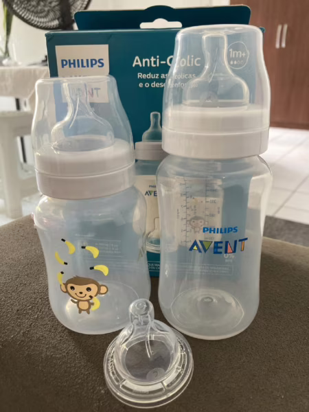 Kit Mamadeiras Anti-Colic Macaco Philips Avent 260ml, 330ml e Bico Extra T4 6m+