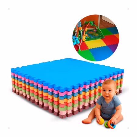 Kit Tapete Tatame Eva Premium Bebê 50x50x1cm 10mm+bordas Babyland Kit 04, 08, 10 e 12 Placas