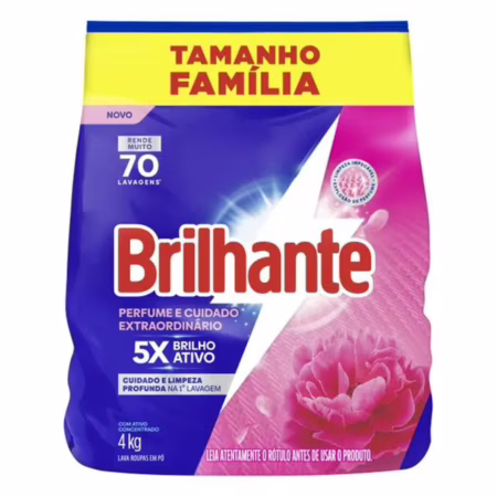 Lava-Roupas Pó Brilhante Perfume e Cuidado Extraordinário Pacote 4kg Tamanho Família