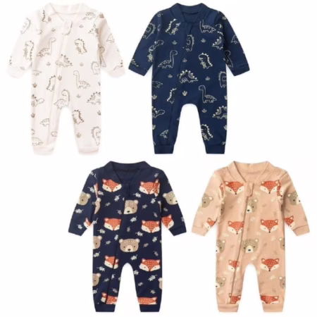 Macacão Bebê sem Pé com Zíper Suedine Estampado