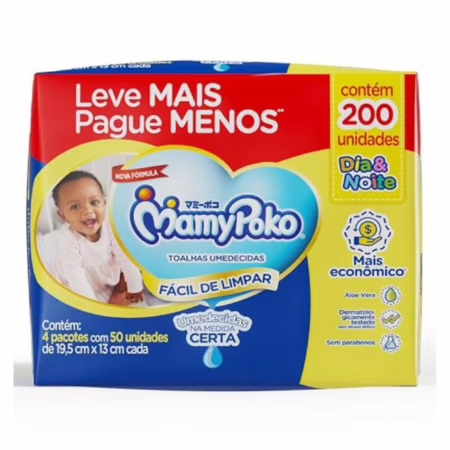 MamyPoko Lenços Umedecidos Dia&Noite 200 Unidades