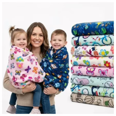 Manta Cobertor De Bebê Estampada Menina e Menino Cobertinha De Berço 90cm x 90cm