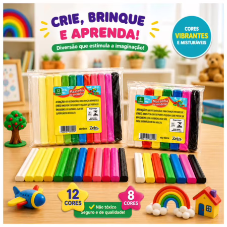 MASSINHA DIVERTIDA DE MODELAR C/ 8 OU 12 UNIDADES SUPER PROMOÇÃO