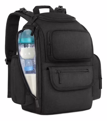 Mochila Bolsa Maternidade Bolsa Bebe Bolsa De Maternidade Multifuncional Para Feminina Com Bolsa Termica Para Impermeável Com Alças Para Carrinho Mancro 1046 Preto Liso