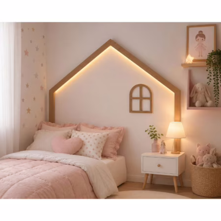 Moldura Cabeceira de Cama Infantil Casinha Montessori Mdf