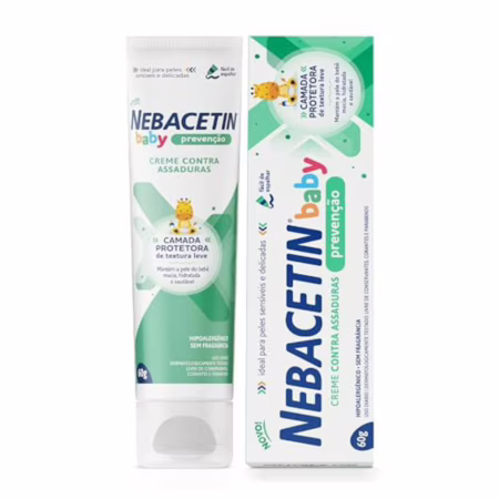 Nebacetin Baby Prevenção Pomada Contra Assaduras 60g - Pele Macia Hidratada e Saudável, Para Peles Sensíveis e Delicadas do Bebê