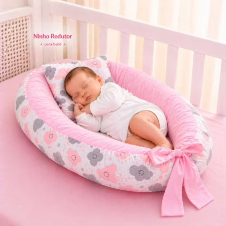 Ninho Redutor Berço Bebe 100% Micropercal + Almofada Anatômica