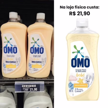 OMO Sabão Líquido Roupas Finas E Delicadas Bebê 900Ml