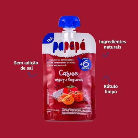 Papapá Papinha Sabor Carne, Arroz e Legumes, 120g