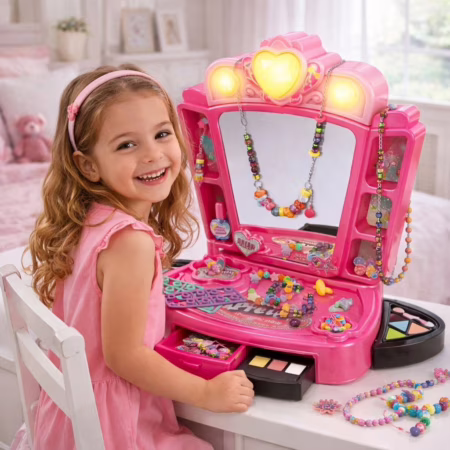 🛍️ Penteadeira Infantil Kit Maquiagem Miçangas Unicórnio Sereia Brinquedo Menina Beleza Criativa